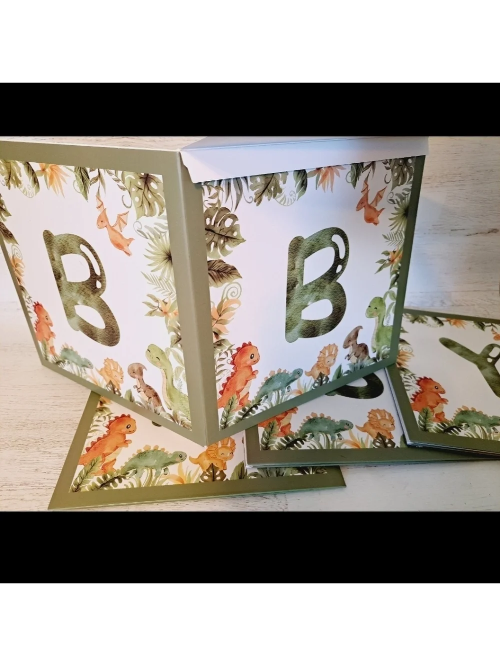 Jurassic Dinosaur Neutral Baby Shower Decorations Box Gender Reveal Table Decor